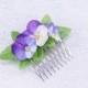 Purple pansy hair Comb Floral hair comb bridal flower comb Bridal hair floral jewelry