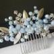 Dusty Blue Hair Comb, Bridal Blue Silver Headpiece, Light Blue Hair Piece, Wedding Blue Headpiece, Bridal Hair Jewelry Prom Hair Accessories