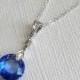 Sapphire Crystal Necklace, Swarovski Sapphire Blue Pendant, Dainty Royal Blue Crystal Necklace, Wedding Blue Jewelry, Bridal Crystal Jewelry