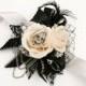 Skull wedding corsage, alternative, Prom,  wrist corsage, Vintage, retro, gothic, wedding flower, alternative wedding, skull, Any Colour