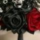 Bridesmaid Skull wedding bouquet, alternative, Ornate handle, brooch bouquet, retro, gothic, wedding flower, posy bouquet, skull wedding