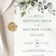 REESE - Printable Eucalyptus Wedding Invitation with Watercolor Greenery, Editable BohemianTemplate, RSVP, Program, Details and Reception