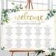 Wedding seating chart, Wedding Table Plan, Seating chart wedding template, Find Your Seat, Welcome sign, Eucalyptus Greenery Watercolor