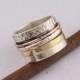 Thumb Ring 925-Sterling Silver Ring Boho Ring,Spinner Ring,Antique Silver Ring Three Tone Ring,Meditishion Ring,Gift Item Spinner Ring