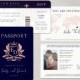 Passport Wedding Invitation Template Suite, Faux Rose Gold Passport Wedding Invite, Modern Minimalist Destination Invitation Template A054 G