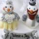 Wedding cake topper with snowman bride and groom, winter wonderland wedding, Christmas cake topper, winter cake topper