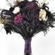 Spell Bound Sola Flower Bouquet // Black and Purple Wood Flower Bouquet, Bridal Bouquet, Halloween Wedding Bouquet, gift for her