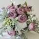 Wedding bouquet white mauve roses, bridal bouquet eucalyptus greenery, garden wedding bouquet artificial flower bouquet, boho wedding flower