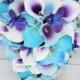 Silk Wedding Bouquet, Purple Blue Bouquet, Real Touch Bouquet, Turquoise Purple, Silk Bouquet, Teal Bouquet, Cascade, Tear Drop Bouquet