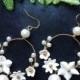 Extra large flower bridal earrings with pearls, PFP-0055