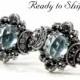 Ready to Ship Size 6 - 8 - Lab Spearmint Spinel Cosmos Moon and Star Ring - Sterling Silver with Black, White or Salt & Pepper Diamonds