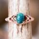 14K Gold Vintage Style Engagement Ring with a Turquoise Stone - Staghead Designs