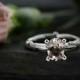 Morganite Twig Engagement Ring - Solitaire Engagement Ring - 9K / 14K/ 18K White Gold - Made to Order