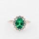 Chatham Emerald Diamond Halo Engagement Ring