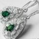 Crystal Bridal Earrings, Cubic Zirconia Wedding Earrings, Teardrop Sparkly Earrings, Clear Emerald CZ Chandelier Earrings, Bridal Jewelry
