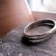 Rustic hammered 18k white gold wedding band