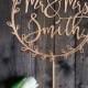 Personalized Cake Topper for Wedding with Surname Calligraphy Mr and Mrs Last Name Customized Rustic Cake Topper DIFFERENT COLOURS Rose Gold