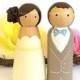 Cute WEDDING CAKE TOPPER, Custom Cake Topper Peg Dolls, Large Wood Bride and Groom Figurines Cake Topper, Mr and Mrs, Made In Usa
