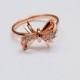 Solid 18K white gold rose gold nature real diamond inlaid bow women's gift ribbon small diamonds engagement ring