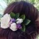 Ivory rose flower hair comb Lilac floral hair clip Wedding barrette Bridal hair piece Floral headpiece