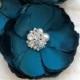 Peacock Blue Teal Flower Accessories, Swarovski Crystal & Pearls Embellished  Photo Prop, Hair, Shoe Clip, Brooch For Bride, Bridesmaid, Kia
