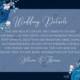 Navy blue pink roses royal indigo sapphire floral background wedding Invitation set PDF 5x3.5 in wedding details online editor