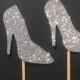Cinderella's glass slipper cupcake topper, princess party, silver glitter,