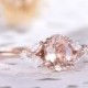 Natural Pink Morganite Engagement Ring 14k Sterling Silver Rose Gold Marquise CZ Diamond Antique Art Deco Women Promise Anniversary Gift