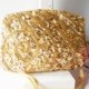 Vintage Gold Evening Bag, Beaded Gold Clutch Handbag,   EB-0024