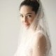 Pearl bridal veil - 30" - Pearl bead dotted veil, Tulle with pearl beading, Fingertip veil, White bridal veil, Ivory off white, Single layer