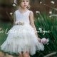 Ivory Flower girl dress, Tulle flower girl dress, flower girl dresses, rustic flower girl dress, Boho flower girl dress, lace flower girl