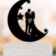 Moon and star Wedding Cake topper,  Bride and groom silhouette , funny cake topper, unique cake topper,
