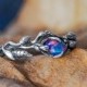 Boulder Fire Opal Ring "Liane", Opal engagement ring, Twig Leaves Womens ring, floral silver ring, antique ring for women, opal jewelry