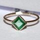 9K Gold Emerald Gemstone Ring, Square Shape Emerald Ring, 0.40cts Faceted Emerald Gold Ring, Engagement Ring For Her, Dainty Gold Ring
