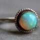 Natural Opal Sterling Silver Ring - Gift for her - Gemstone Artisan ring - October birthstone - Bezel