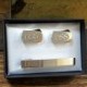 Tie Clip with Cuff Links Set Personalized- Groomsmen Gift- Gifts for Men- Valentines Day- Husband- Father - Wedding - Anniversary - CUT-03