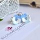 Pansy earrings Pansies jewelry Clay floral earrings Blue pansy earrings Blue clay jewelry Floral gift Blue wedding Lever back earrings Bride
