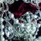 Luxurious Merlot Sangria Ruby Red Silver Pearl Brooch Bouquet. Deposit on made to order Crystal Bling Brooch Bouquet