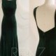 Velvet Bridesmaid Dress Dark Green Velvet Prom Dress Boat Neck Sheath Party Dress Open Back Fitted Formal Dress (Ready-to-Ship) - LV562