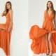 Orange Infinity Dress - Peach Wedding Guest - Orange Bridesmaid dress - Convertible Jersey Dress - Prom Dress - Handmade by TTBFASHION