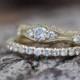 Filigree engagement wedding set-Diamond Bridal set-Gold Ring -Promise ring-Art deco ring - Bridal Jewelry-Unique diamond ring-Vintage ring