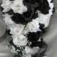 Silk Wedding bridal bouquet black and white 4 pc Cascade style made of all roses