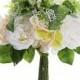 Bridal bouquet roses and hydrangea baby breaths for brides and bridesmaids fake silk faux made to order
