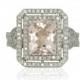 Morganite Engagement Ring, Pink Morganite Ring, Diamond Halo Engagement Ring, 3 carat Engagement Ring - LS3327