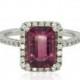 Halo Engagement Ring, Stunning Red Tourmaline and Diamond Engagement or Right Hand Ring - LS2820