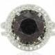 Black Diamond Engagement Ring - 5 carats - with Black and White Diamond Double Halo - LS2657