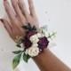 Burgundy and ivory flower corsage, Floral wrist corsages, Maroon wrist corsages, Bridesmaids corsages,  Wedding bracelets,  Bridal bracelet