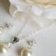 Pearl Sterling Silver Bridal Jewelry Set, Swarovski 8mm Ivory Pearl Earrings&Necklace Set, Pearl Dainty Wedding Jewelry Set, Bridal Jewelry