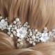 Pearl Crystal Bridal Hair Vine, Wedding Hair Wreath, Pearl Floral Headpiece, Bridal Hair Jewelry, White Pearl Crystal Hair Vine, Pearl Vine