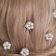 Pearl Bridal Hair Pins, Set of 5 Pearl Pins, White Pearl Gold Flower Pins, Wedding Pearl Headpiece, Pearl Floral Hairpiece, Prom Hair Pins